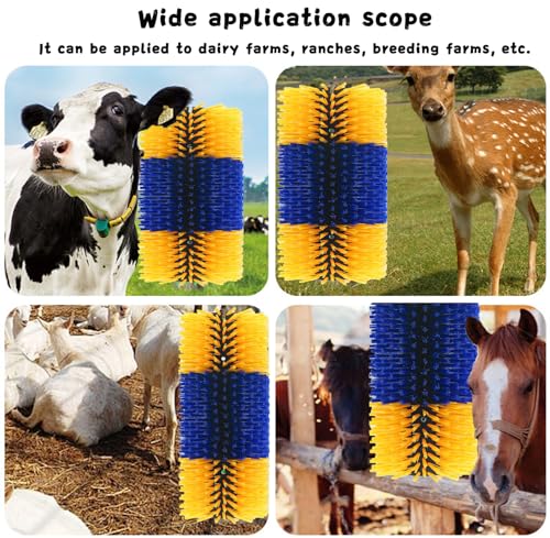 Livestock Scratching Brush 4PCS – Horse Scratching Post, Goat & Cow Grooming Scratcher, 17.13" x 7.48" Cattle Goat Horse Scratch Brush with 16 Screws for Back Itch Relief & Cleaning (yellow, 4pack) - size: 4pack
