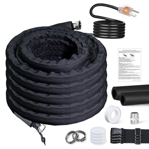 HEATIT Heated Water Hose for RV Drinking Water Hose Freeze Protection with Thermostat -20 ℉ Constant Wattage Electrical Garden Water pipe for Campers, Livestock, Agriculture 120V, 25FT - color: Black, size: 25 Feet