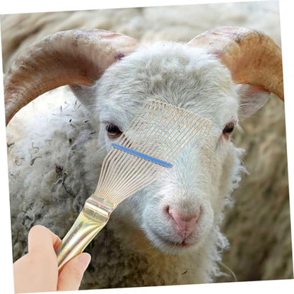 2pcs Livestock Wool Brush and Cattle Curry Comb for Sheep and Horse Grooming, 23cm Small Yellow Wool Shedding Rake for Farm Animal Dematting and Itch Relief