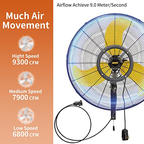 HiCFM 2 Pack 30 inch Misting Outdoor Oscillation Weatherproof Wall Mounted Fan with IP44 Enclosure Motor, GFCI Plug, 9300 CFM 3-Speeds High Velocity Powerful Wall Fan, UL Outdoor Approved - size: 30" Outdoor (No Remote)