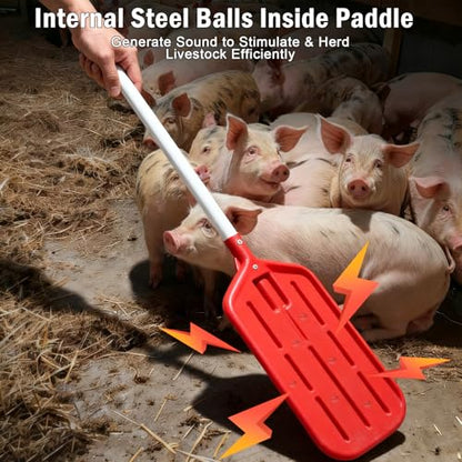 Danbark Livestock Sorting Panel with Paddle, Lightweight Animal Handling Equipment for Hogs, Sheep, Goats, Cattle, Portable Farm Fencing & Crowding Gate (Red, Medium 38x30")