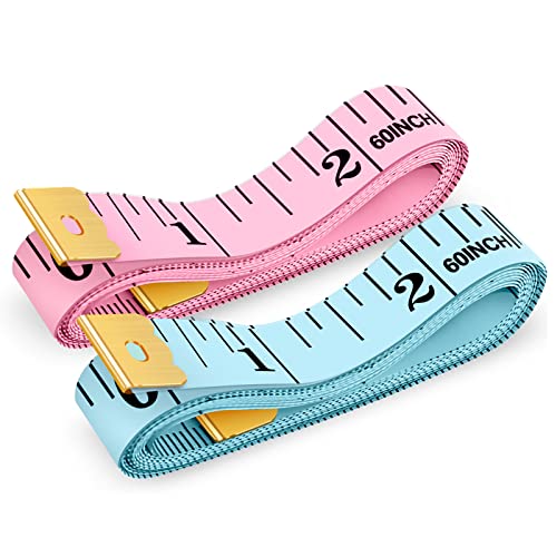 Tape Measure, iBayam Soft Ruler Measuring Tape for Body Weight Loss Fabric Sewing Tailor Cloth Vinyl Measurement Craft Supplies, 60-Inch Double Scale Ruler, 2-Pack Pastel Pink, Blue - color: Pastel Pink, Blue