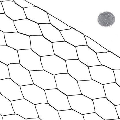 Fencer Wire 20 Gauge Black Vinyl Coated Poultry Hex Netting with 1 inch Mesh (4 ft. x 150 ft.) - size: 4 ft. x 150 ft.