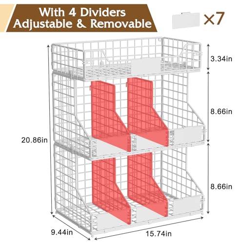 X-cosrack Egg Holder Countertop, 3 Tier Egg Rack with Labels Dividers to Separate Eggs, Stackable Wire Baskets for Fresh Egg, XXL Egg Dispenser for Countertop/Wall-Mounted, White (Patent Pending) - color: White