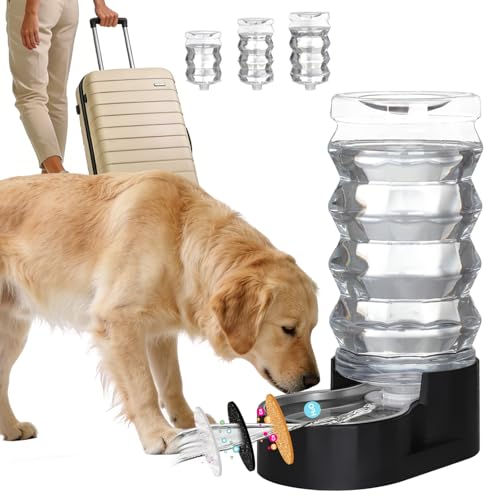RIZZARI Black 9L Dog Water Dispenser with Stainless Steel Bowl - Advanced Filter for Urinary Health, Auto Gravity Flow, Spill-Resistant with Waterproof Mat, for Multi-Dog Homes & Garage/Balcony | Includes Filter, BPA-Free, Spill-Resistant, Waterproof Mat,