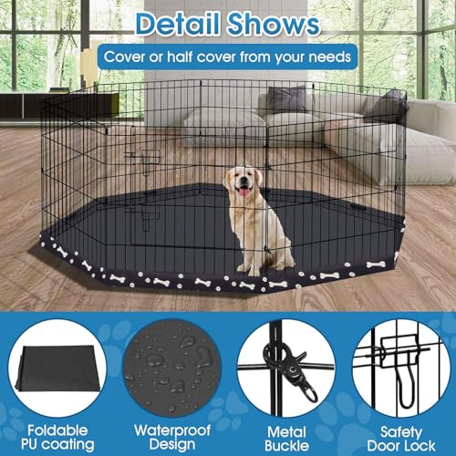 Peekaboo Dog Playpen 24 Inch, 8 Panel Metal Pet Fence with Bottom Pad | Playpen + printing pad，8 Panel Foldable Pet Playpen,Climate Pledge Friendly Choice - style: Playpen + printing pad