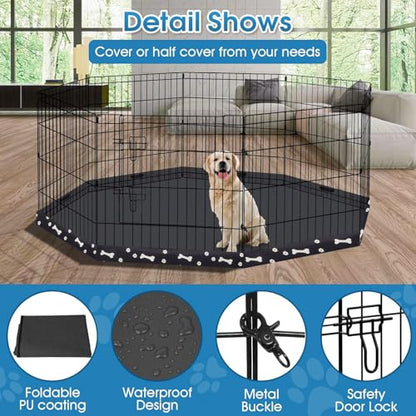 Peekaboo Dog Playpen 24 Inch, 8 Panel Metal Pet Fence with Bottom Pad | Playpen + printing pad，8 Panel Foldable Pet Playpen,Climate Pledge Friendly Choice - style: Playpen + printing pad