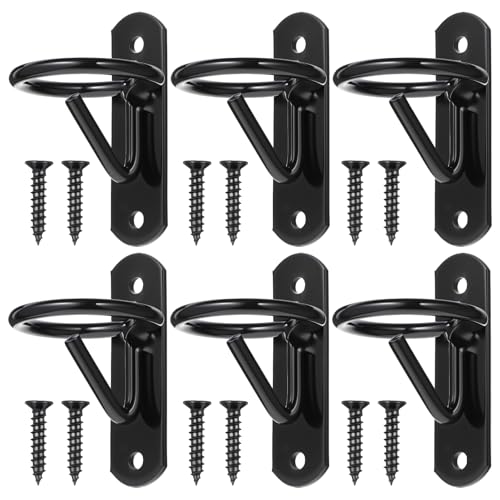 6 Pcs Bucket Hangers for Horse Wate, Heavy Duty 5 Gallon Bucket Hooks Iron Hangers for Feed & Water Buckets (Black, 3.9 x 1.1 x 2 Inch)