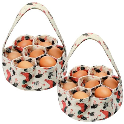 Sweetude 2 Pieces Egg Basket Mini Egg Collecting Bags Gathering Basket with 7 Pouches for Farmhouse Chicken Hen Duck Goose Housewife Garden Transporting Storage, 8 x 2.6 Inch(Cute) - color: Cute