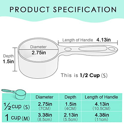 Super Design 1/2 Cup Dog Food Scoop for Container Melamine Measuring Scoop for Dogs Cats Birds and Rabbits Pet Food Feeding Scoop Dishwasher Safe - Baby Green - color: Green ½ Cup