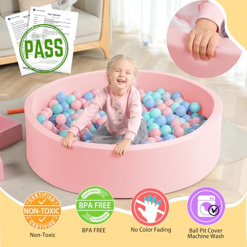 TRENDBOX Extra Large Soft Foam Ball Pit 51.2" x 11.8" (NO Balls) in Large Sponge Round Ball Pool Indoor Round Children Toddler Playpen - Light Pink - color: Light Pink, size: 130CM