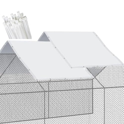 2 Pack Chicken Coop Cover Waterproof, 14.5 * 6.3 FT Chicken Run Cover Coop Tarp with 80 PCS Heavy Duty Zip Ties, Walk-in Chicken Run Pen, Duck Coop Tarp Replacement,White - size: 14.5 * 6.3 FT
