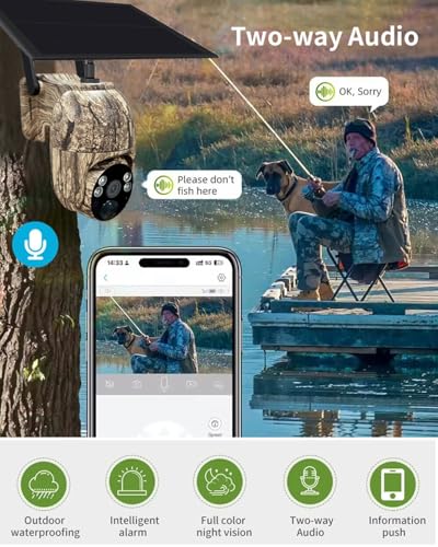 Wireless Solar Security Camera, 360° WiFi Camouflage Real-time Preview Cellular Camera, Outdoor Waterproof Trail Surveillance for Trai App, Motion Detection, Night Vision (Millimeters, 20, QM6-4G-3PM)