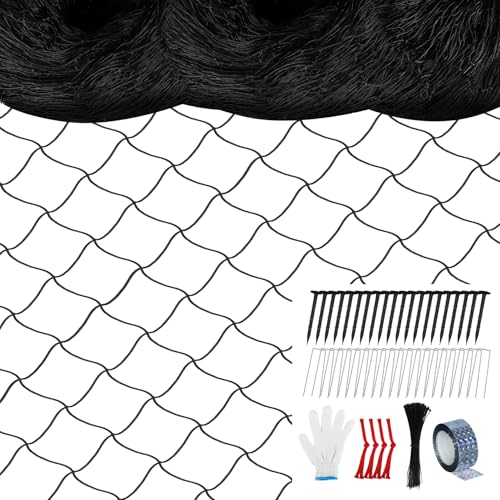 Unves Bird Netting 25' x 100' with 2.4" Square Mesh Bird Net for Chicken Coop Roof, Nylon Multifilament Heavy Duty Poultry Netting for Garden Protect Plants and Vegetables Against Birds, Deer - size: 25' x 100'