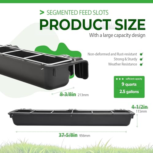 37.63In Goat Feeder, 2.5 Gallon Livestock Feeding Rack, Divided and Hanging Design for Sheep Farming, Livestock Water Trough, 1PC