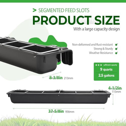 37.63In Goat Feeder, 2.5 Gallon Livestock Feeding Rack, Divided and Hanging Design for Sheep Farming, Livestock Water Trough, 1PC