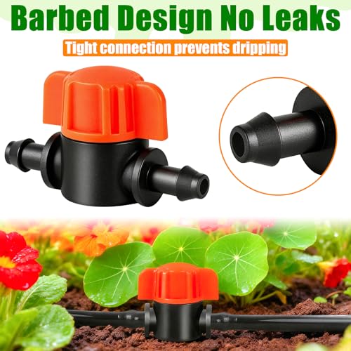 30 Pack 1/4" Drip Irrigation Shut Off Valves, Drip Line Shut Off Switch Valve for 1/4 Inch Drip Irrigation Tubing Water Flow Control In-Line Valve for Garden Drip Systems - size: 1/4 Inch Valve-30P