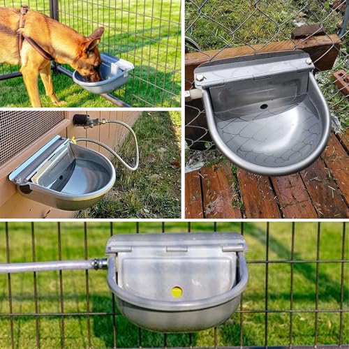 Automatic Cow Drinking Water Bowl Stainless Steel Animal Dispenser Waterer | Automatic Livestock Drinking Water Bowl with Float Valve Drainage Hole,with 3/4'' Hose & Screws