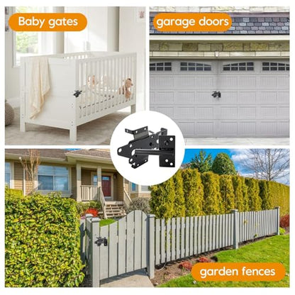 HOME MASTER HARDWARE Heavy Duty Self-Locking Gate Latch for Wooden Fence, Post Mount Automatic Gate Lock, Fence Gate Latch for Pool/Outdoor Garden/Vinyl, Black Finish
