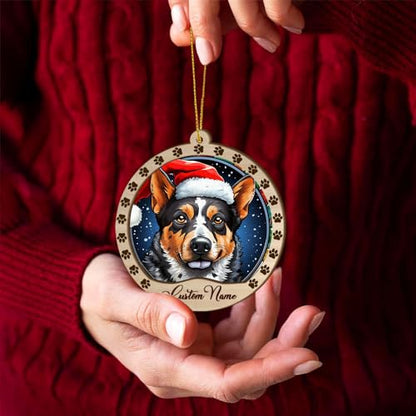 Personalized Australian Stumpy Tail Cattle Ornament, Australian Stumpy Tail Cattle Christmas Ornament, Custom Name Australian Stumpy Tail Cattle Dog Suncatcher for Christmas Tree - color: Australian Stumpy Tail Cattle