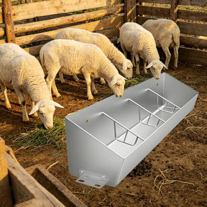 Large Capacity Goat Feeder Replacement Part, Heavy Duty Hay Feeder with Separated Fence, Wall & Floor Mounted Pig Feeder for Pasture(L120cm/3.9ft(4 Slots)) - size: L120cm/3.9ft(4 Slots)