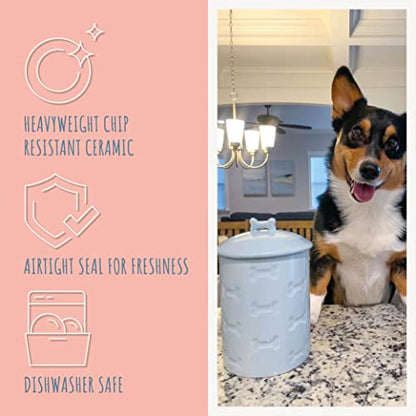 Park Life Designs Dog Treat Jar - Ceramic Dog Treat Container 1.4 Qt (Manor Blue) | Treat Jar with Lid, Keeps Treats Fresh | Stylish Storage Container | Easy-Clean, Dishwasher Safe - color: Blue