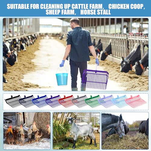 Lasnten 10 Pcs Manure Fork Head 18 Tines Pitch Fork Head with Screws and Nuts Durable Stable ABS Plastic Replacement Pitch for Gardening Horse Stall Picking up Manure Grass Hay