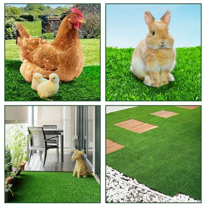 DRQ Chicken Nesting Pads, Washable Artificial Grass Nesting Pads for Chicken Coop, Soft Nesting Box Pads for Chickens & Nesting Boxes, 12"×12" (GreenGreen, 6pack)