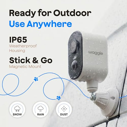 Waggle 4G LTE Cellular Security Camera, Built in SIM Card, 2K HD Pet Monitor, 300° Pan, No WiFi, 9000mAh Battery, Night Vision & 2-Way Talk - RVs/Camping/Travel & Outdoor - Subscription Required - size: 1 - Pack 4G Cellular