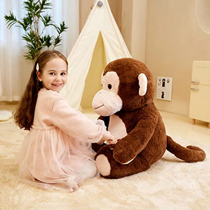IKASA Giant Monkey Stuffed Animal Plush Toy,Large Big Jumbo Soft Toys,30" Huge Size Cute Fluffy Plushy Fat Oversized Plushie,Gifts for Kids Girls Boys - style: Monkey