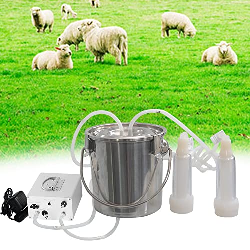 3L Goat Milking Machine,13200mAh Rechargeable Battery & Adjustable Suction Pulsation Vacuum Electric Milker,Portable Automatic Breast Pump with 2 Teat Cups Stainless Steel Bucket for Goats - size: 3L Goat Battery