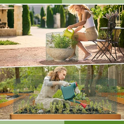 All-in-One 200 Inch Plant Protectors from Animals Kit - 0.85mm Heavy Duty Chicken Wire Cloche,Free-Cut Wire Mesh Roll Includes Pliers, Gloves, Ties, Stakes for Custom Outdoor Cages (16 * 200 Inch) - size: 16*200 Inch