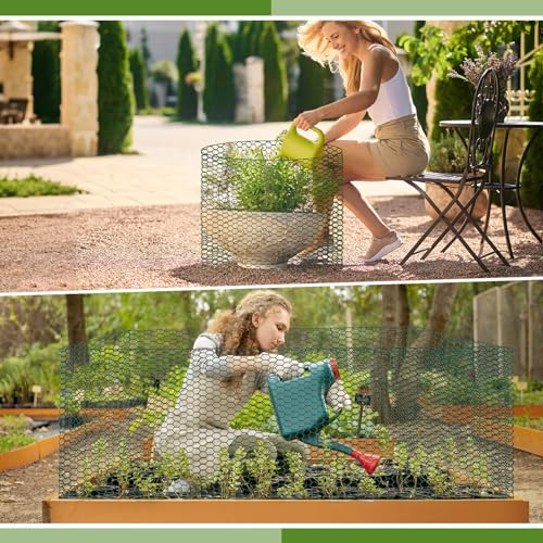 All-in-One 400 Inch Plant Protectors from Animals Kit - 0.85mm Heavy Duty Chicken Wire Cloche,Free-Cut Wire Mesh Roll Includes Pliers, Gloves, Ties, Stakes for Custom Outdoor Cages (16 * 400 Inch) - size: 16*400 Inch