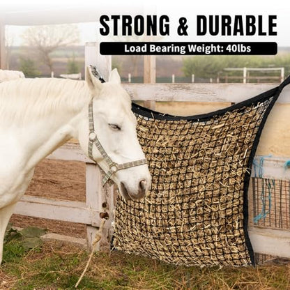 4 PCS Slow Feed Hay Net for Horses, Large Capacity Hay Bags for Horses Goats Sheep Donkey Trailer Full Day Feeding, Easy to Fill and Hang, Black, 35 x 31 Inch - size: 4PCS
