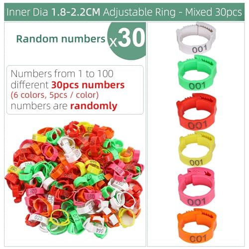 Chicken Leg Bands 240 Pcs Numbered Poultry Chicken Leg Bands Adjustable Foot Label Rings for Home Farm Chicks Bird Duck Goose Identification Clip-on(Mixed) - color: Mixed