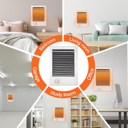 New Upgrade CSC151TW Electric Wall Heater-Complete Unit with Thermostat for Office Garage Indoor Use(Model: CSC151TW, Part: 67509), 5120 BTU, 120 Volt, 1500 Watt, White