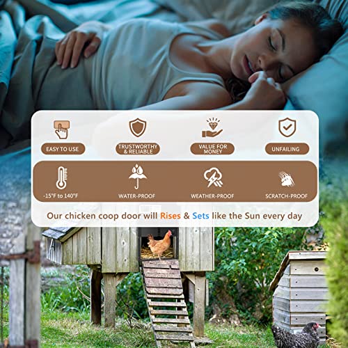 Automatic Chicken Coop Door, Cetasgue Chicken Door Opener with Timer, LCD Display, Battery Powered, Aluminum Door with Anti-Pinch Design, Non Light Sensor, Chicken Coop Accessories for Chicken Run