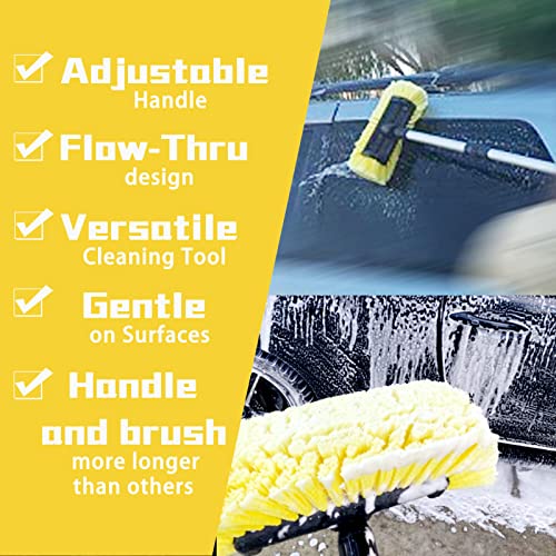 Forgrace 63" Car Wash Brush with 12-Inch Soft Bristle, Yellow | Tri-Level Dip Auto Cleaning, Extendable Handle, For Car SUV Truck Caravan Boat, Solar Panel House Siding, Sweep Snow - color: Yellow With Handle
