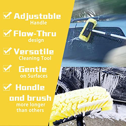 Forgrace 63" Car Wash Brush with 12-Inch Soft Bristle, Yellow | Tri-Level Dip Auto Cleaning, Extendable Handle, For Car SUV Truck Caravan Boat, Solar Panel House Siding, Sweep Snow - color: Yellow With Handle