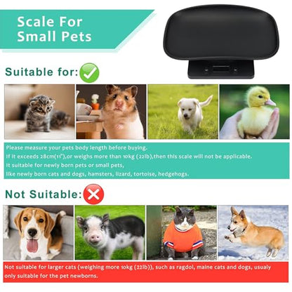 Digital Small Animals Scales for Weighing with Tape Measure, Puppy Whelping Scale Weigh Your Kitten, Rabbit with High Precision (Black Pet Scale&Tape) - color: Black Pet Scale&Tape