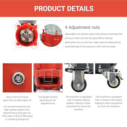 3.5KW Feed Pellet Machine,Animal Pellet Mill with 4-Roller Press for Poultry Livestock Goats,330-440 lbs/h Output,220V Electric Pellet Maker (4mm Die Included)