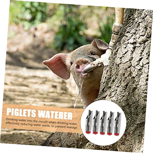LIOOBO 5Pcs Thickened Stainless Steel Automatic Pig Waterer with Nozzle Watertight Livestock Drinking Tool for Piglets and Poultry Easy to Clean and Safe for Farm Use