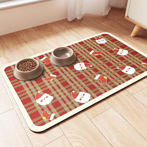 Pet Feeding Mat-Absorbent Pet Placemat for Food and Water Bowl, with Waterproof Rubber Backing, Quick Dry Water Dispenser Mat for Dog and Cat (20"x12", Red) - color: Red, size: 20"L x 12"W