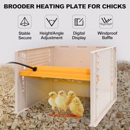 Brooder Heater for Chicks - Chick Brooder Plate with Adjustable Temperature Height Adjustable Chick Warmer for 11 Chicks Heater