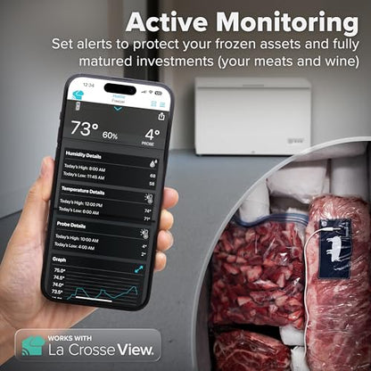 Temp Tracker Pro Wi-Fi Alert System: Bridge Gateway, 3 in/Out Temp. and Humidity, a Temperature Probe with Ambient Temp. and Humidity, Interior Temp. and Humidity Display with Comfort Meter - size: Super