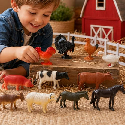 GiftExpress 12pc Large Farm Animal Toy Figures