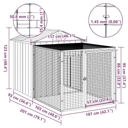 Chicken Coop Anthracite Galvanized Steel 79 x 46 x 48 in Outdoor Poultry Run with Roof Heavy Duty Pet Enclosure for Yard Farm - size: 79.1 x 46.1 x 48.4 in (W x L x H)