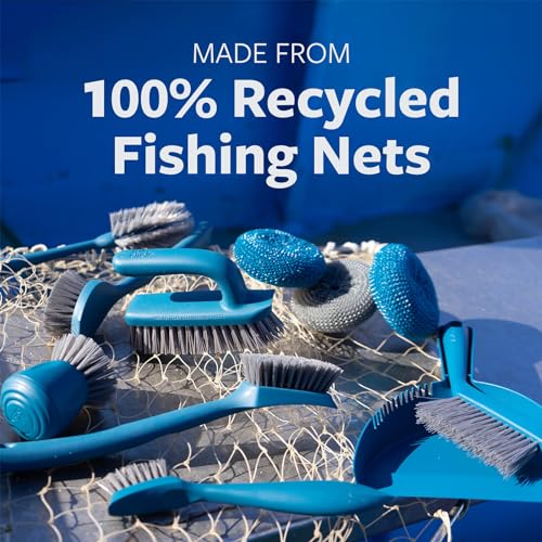 Full Circle Clean Ocean, Variety Dish Brush Pack - Dish Brush, Bottle Brush, and Heavy-Duty Scrub Brush - Sustainably Made 100% from Recycled Ghost Fishing Nets, Safe for Cast Iron & Nonstick - size: Set of 3 Brush Bundle