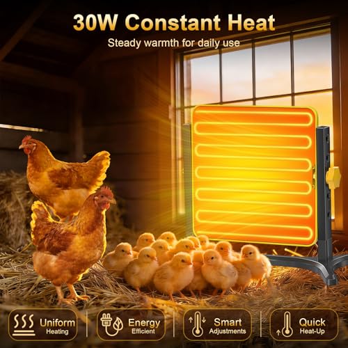 Chick Brooder Plate, 50-158°F Brooder & Chicken Heater for Coop with Smart Thermostat, UL Certified Radiant Chick Heat Plate for Poultry, 5-Height & 360° Adjustable Angle, Winter Heating