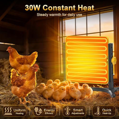 Chick Brooder Plate, 50-158°F Brooder & Chicken Heater for Coop with Smart Thermostat, UL Certified Radiant Chick Heat Plate for Poultry, 5-Height & 360° Adjustable Angle, Winter Heating
